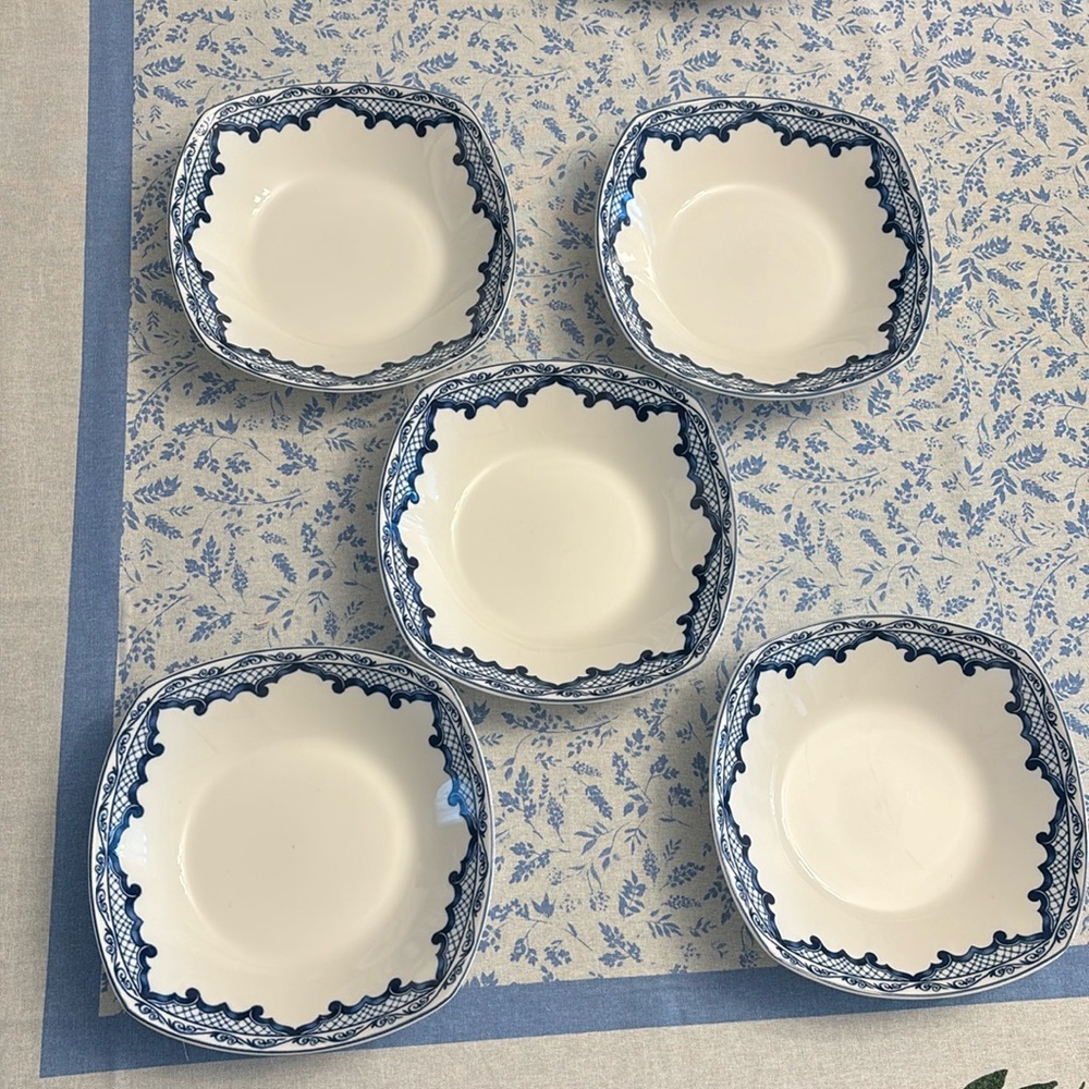 Ralph Lauren Mandarin Blue Square Bowls—Set of 5